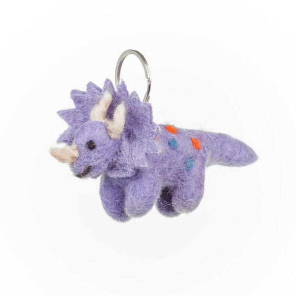 Handmade Felt Triceratops Keyring