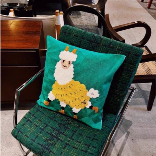 Square Throw Pillow Alpaca