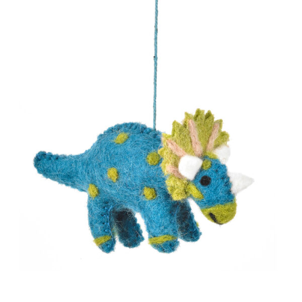 Handmade Felt Tessa Triceratops Hanging Dinosaur Decoration