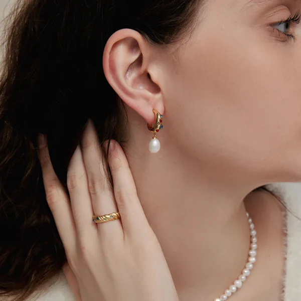 Johannes Baroque Pearl Semi Hoop Earrings