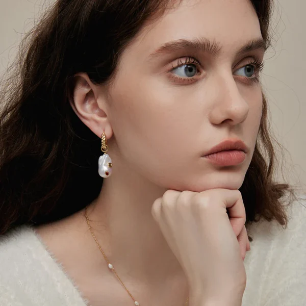 Baroque Pearl Claude Hoop Earrings