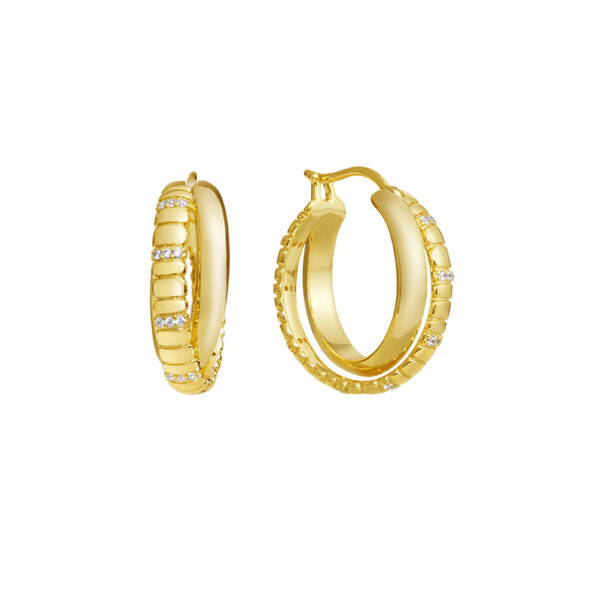 Triple Row Hoop Earrings(Gold)