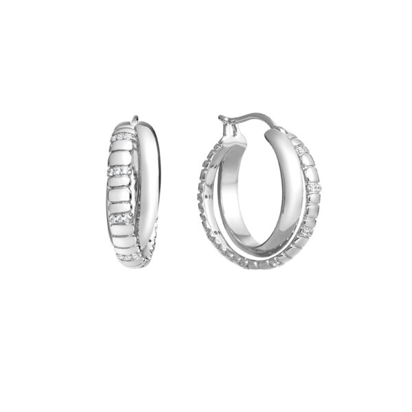 Triple Row Hoop Earrings(Silver)