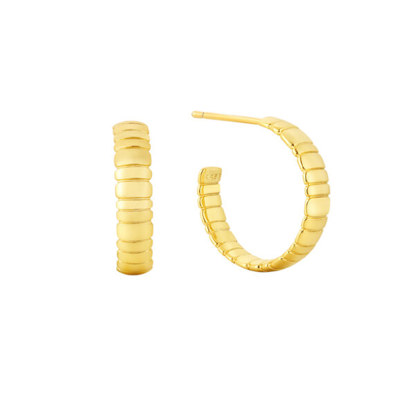 Pavé Snake Chain Thin Pattern Hoop Earrings (Gold)