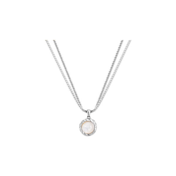 Mother of Pearl Moonlight Snake Chain Necklace (Silver)