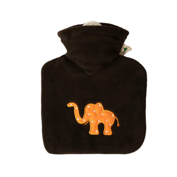 HOT WATER BOTTLE CLASSIC WITH COVER, FLEECE - BROWN ELEPHANT